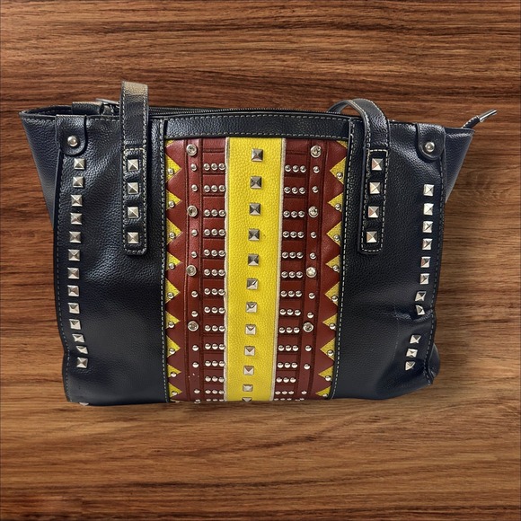 Studded Tote Bag Western Aztec Design Shoulder Bag Purse Handbag - Picture 1 of 10